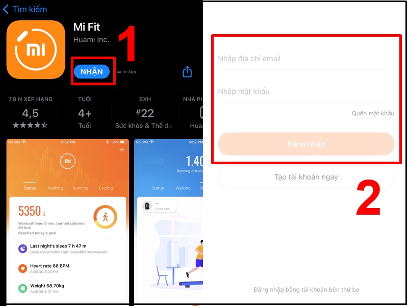 Tải app Mi Fit và liên kết tài khoản